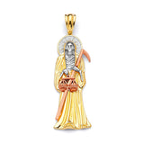 White CZ Saints Mens Pendant in 14K Tri-Color Gold