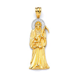 White CZ Saints Mens Pendant in 14K Two-Tone Gold