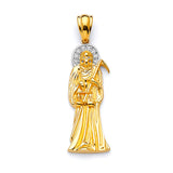White CZ Saints Pendant in 14K Two-Tone Gold