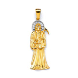 White CZ Saints Pendant in 14K Two-Tone Gold