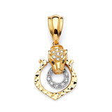 White CZ Horse Pendant in 14K Two-Tone Gold