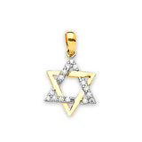 White CZ Symbols Ladies Pendant in 14K Gold