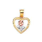 Flower Ladies Pendant in 14K Tri-Color Gold