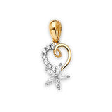 White CZ Heart Ladies Pendant in 14K Two-Tone Gold