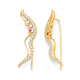 Crawler Earrings with Pink & White CZ in 14K Gold