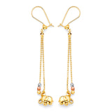 Elephant Tassel Earrings in 14K Tri-Color Gold