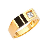 White CZ and Onyx Mens Ring in 14K Gold
