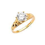 White CZ Diamond-Cut Engagement Ring in 14K Gold