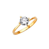 White CZ High-Polish Engagement Ring in 14K Gold