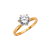 White CZ High-Polish Engagement Ring in 14K Gold