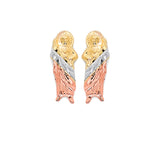 San Judas Stud Earrings in 14K Tri-Color Gold