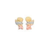 Cupid Stud Earrings in 14K Tri-Color Gold