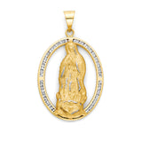 White CZ Guadalupe Pendant in 14K Two-Tone Gold