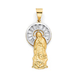White CZ Guadalupe Pendant in 14K Two-Tone Gold