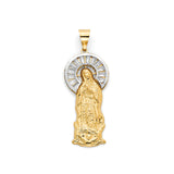 White CZ Guadalupe Pendant in 14K Two-Tone Gold