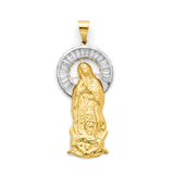 White CZ Guadalupe Pendant in 14K Two-Tone Gold