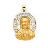 White CZ Jesucristo Pendant in 14K Gold