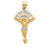 White CZ Jesucristo Pendant in 14K Two-Tone Gold