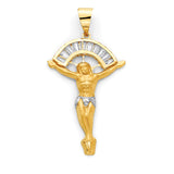 White CZ Jesucristo Pendant in 14K Two-Tone Gold