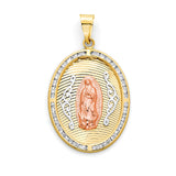 White CZ Guadalupe Pendant in 14K Tri-Color Gold