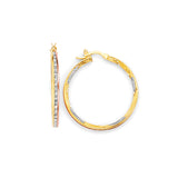 White CZ Hoop Earrings in 14K Tri-Color Gold