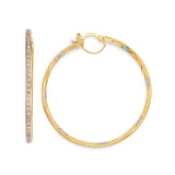 White CZ Hoop Earrings in 14K Tri-Color Gold