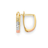 Huggie Earrings in 14K Tri-Color Gold