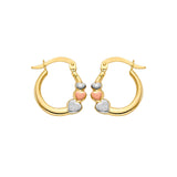 Heart Hoop Earrings 14K Tri-Color Gold