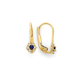 Blue & White CZ Flower Huggie Earrings in 14K Gold