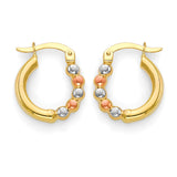 Hoop Earringss in 14K Tri-Color Gold