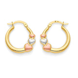 Heart Scallop Hoop Earrings in 14K Tri-Color Gold