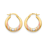 Heart Scallop Hoop Earrings in 14K Tri-Color Gold