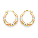 Scallop Hoop Earrings in 14K Tri-Color Gold