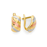 Huggie Earrings in 14K Tri-Color Gold