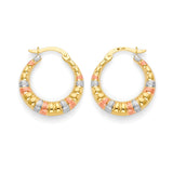 Scallop Hoop Earrings in 14K Tri-Color Gold