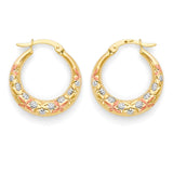 Scallop Hoop Earrings in 14K Tri-Color Gold