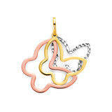 Butterfly Pendant in Tri-Color Gold