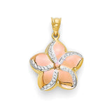 Flower Pendant in 14K Tri-Color Gold