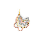 Butterfly Pendant in Tri-Color Gold