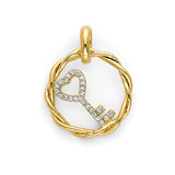 White CZ Key Pendant in 14K Gold