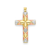 Cross pendant in 14K Tri-Color Gold