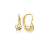 White CZ Flower Huggie Earrings in 14K Gold