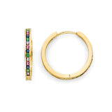 Multi-Color CZ Huggie Earrings in 14K Gold