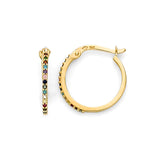 Multi-Color CZ Huggie Earrings in 14K Gold