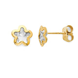 White CZ Star Stud Earrings in 14K Gold