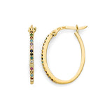 Multi-Color CZ Huggie Earrings in 14K Gold