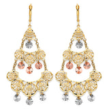 Chandelier Earrings in 14K Tri-Color Gold