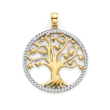 Tree Pendant In 14K Two-Tone Gold