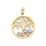 Tree Pendant In 14K Tri-Color Gold