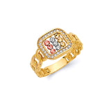 White CZ Ladies Ring in 14K Tri-Color Gold